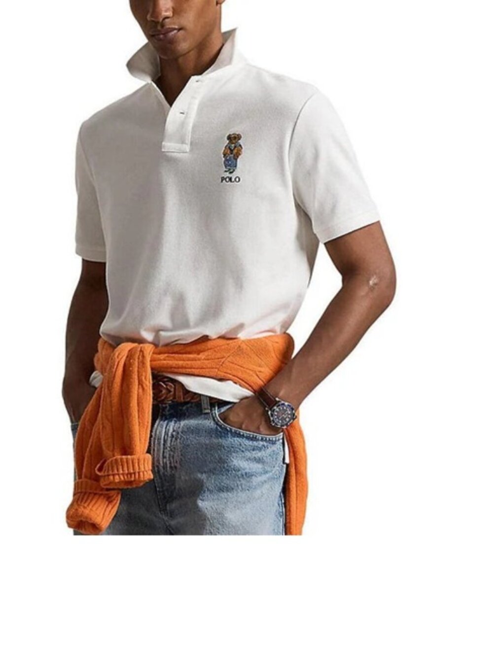 NWT $138 Ralph Lauren White Short-Sleeve Classic Polo Bear Mesh Polo Shirt XLT